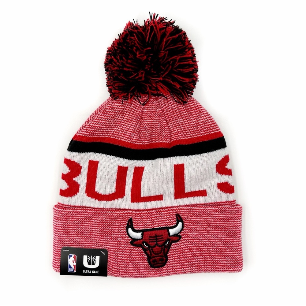 Chicago Bulls Winter Hat Beanie Mens Womens NBA Fan Gear Gift Red White Stripes